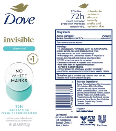 Label (Dove Invisible Sheer Cool Dry Spray 72h Antiperspirant Deodorant   Artwork)
